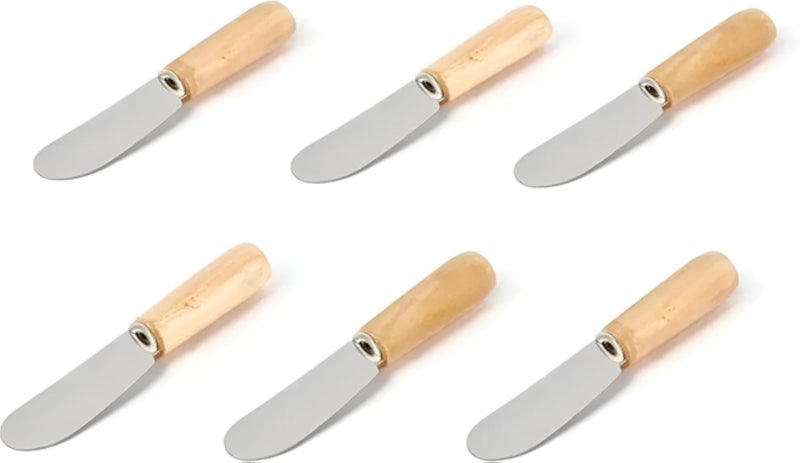 6 Piece Stainless Steel Butter and Cheese Knives Set with Ergonomic Handles for Smooth and Even Straightening Perfect for Everyday Use and Modern Kitchens